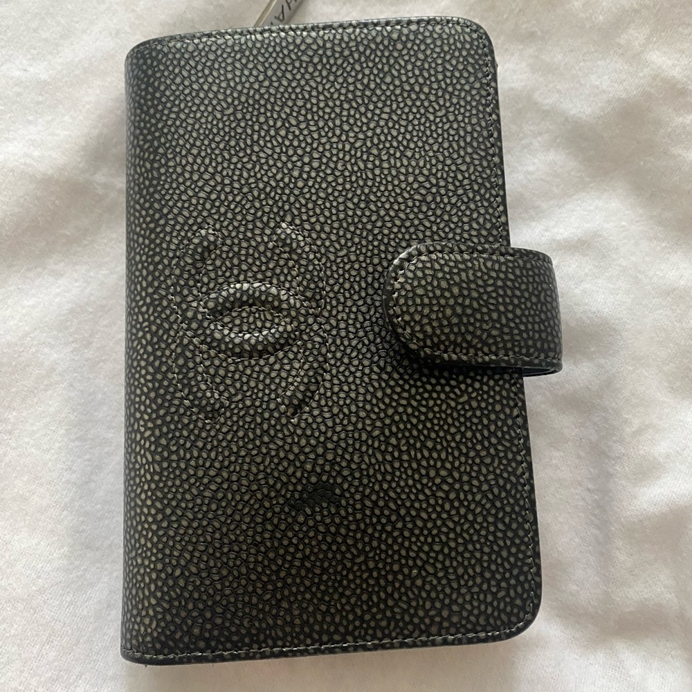 Chanel silver pebble wallet